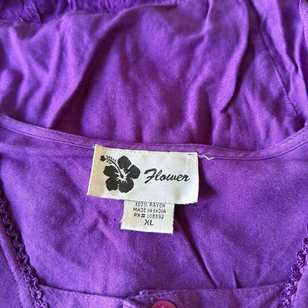 VTG 90s Flower Boho Gypsy Skirt Top Maxi Button Grunge Whimsigoth Purple XL Rayo - Picture 15 of 16
